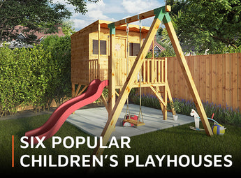 Wooden playhouse and activity centre with slide and swings
