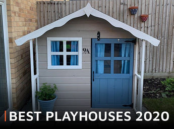 Cream and blue playhouse with wording 'Best playhouses 2020'.