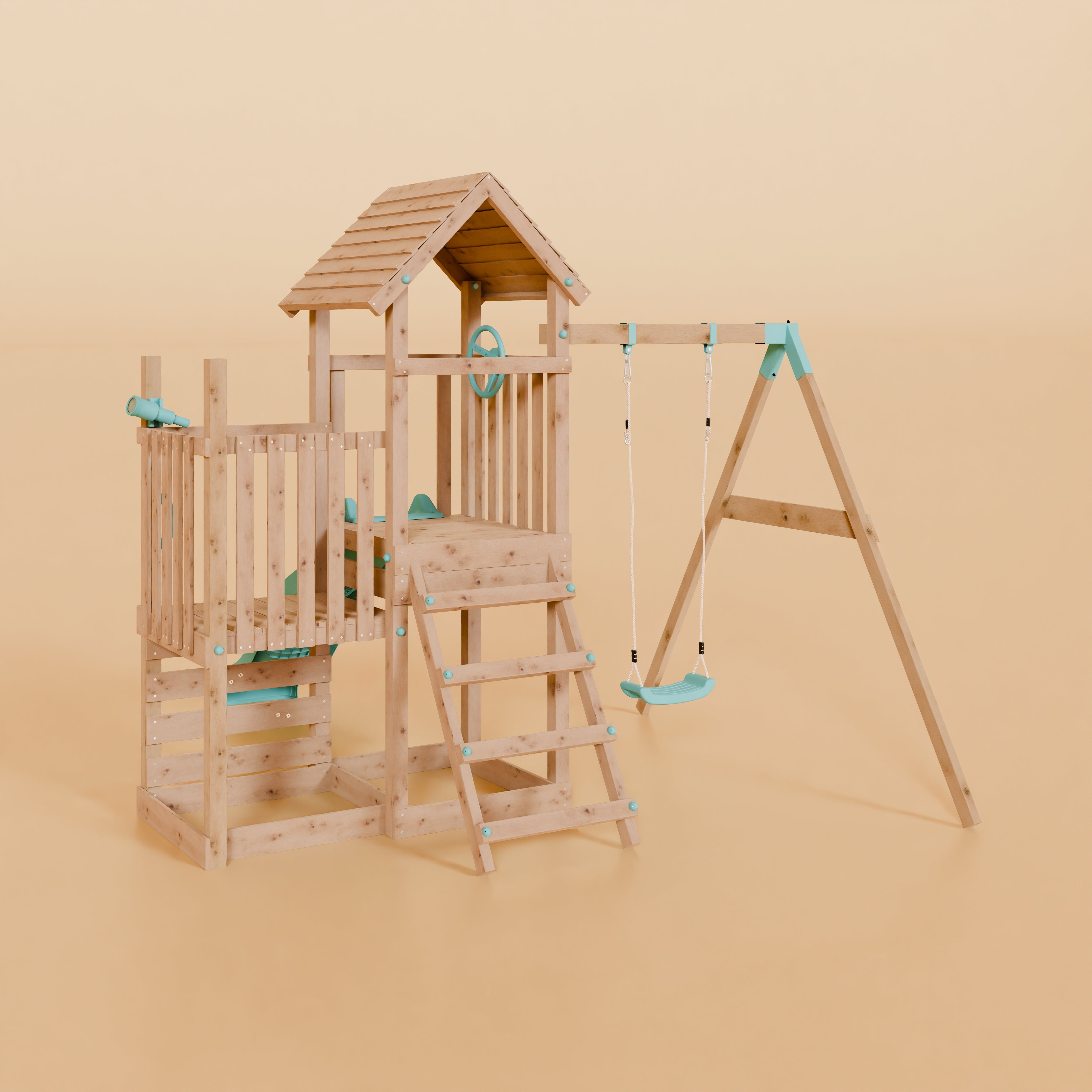 Climbing Frame With Step Up & Single Swing - Shadowfern Glade I