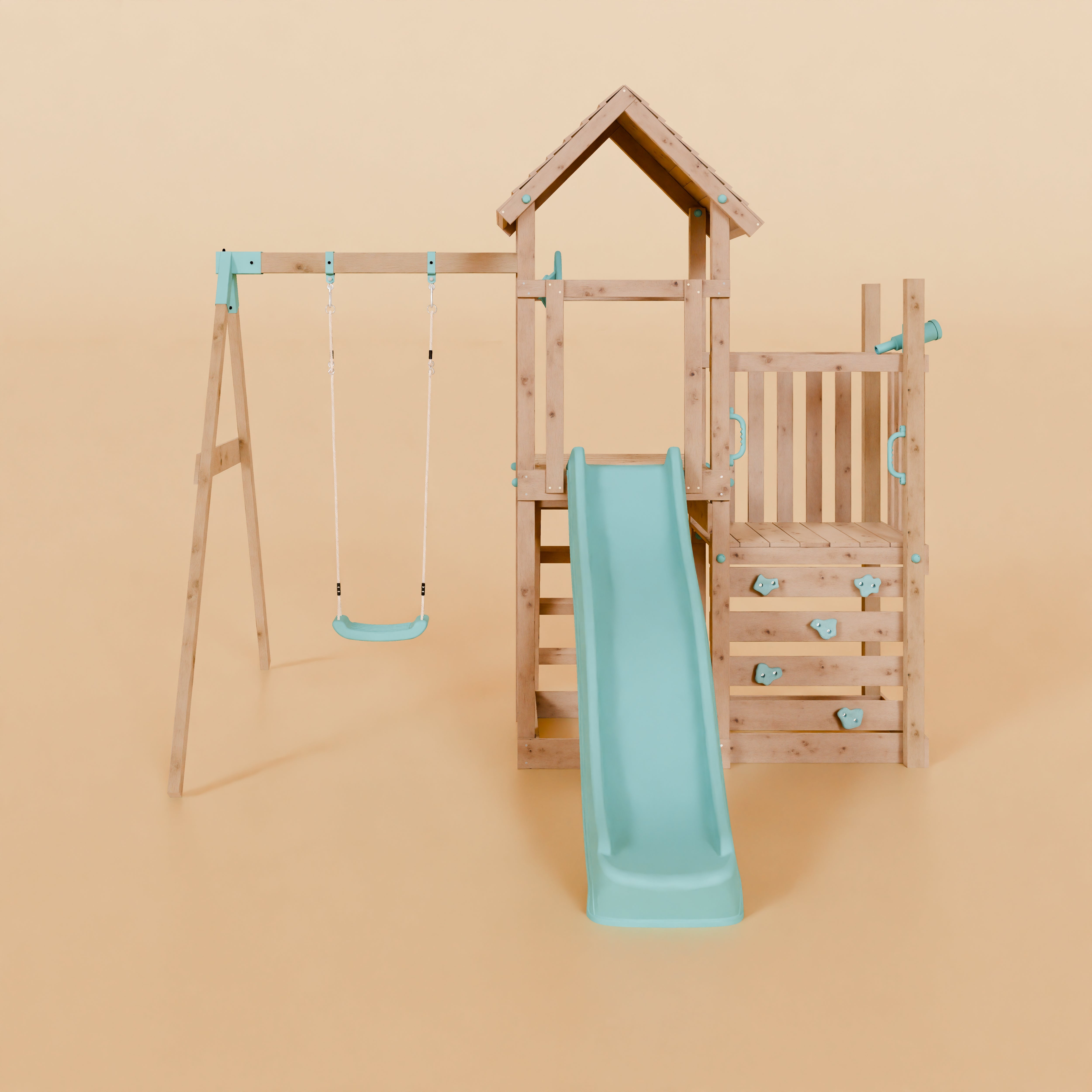 Climbing Frame With Step Up & Single Swing - Shadowfern Glade I