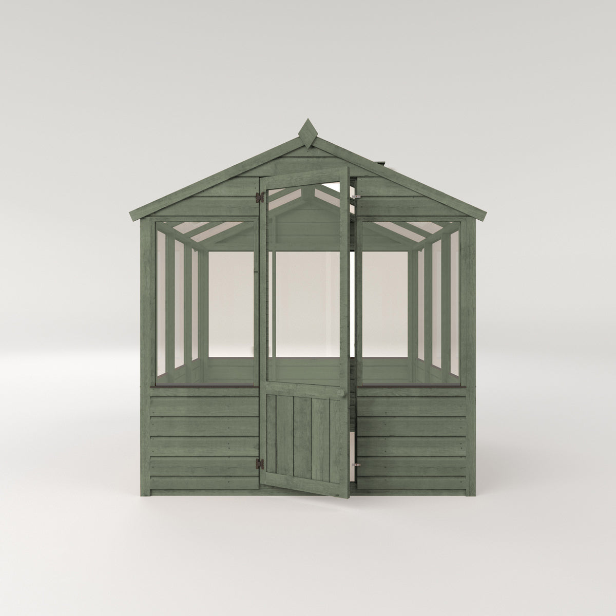 Refurbished Castle Green 6 x 6 Evesham Wooden Greenhouse