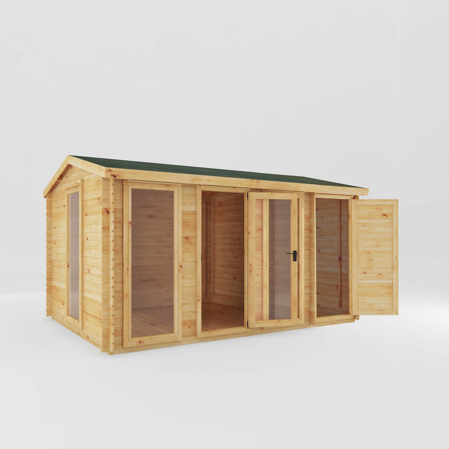 4.6m x 3m Log Cabin with Side Shed