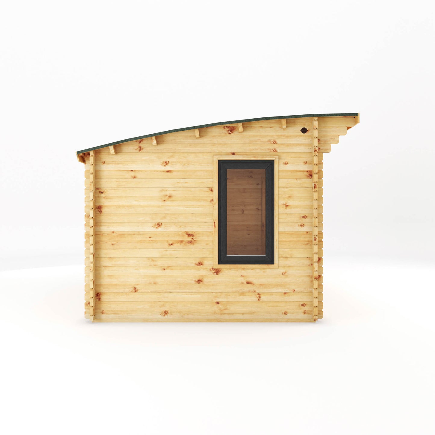 The 3m x 3m Tawny Curved Roof Log Cabin with Anthracite UPVC