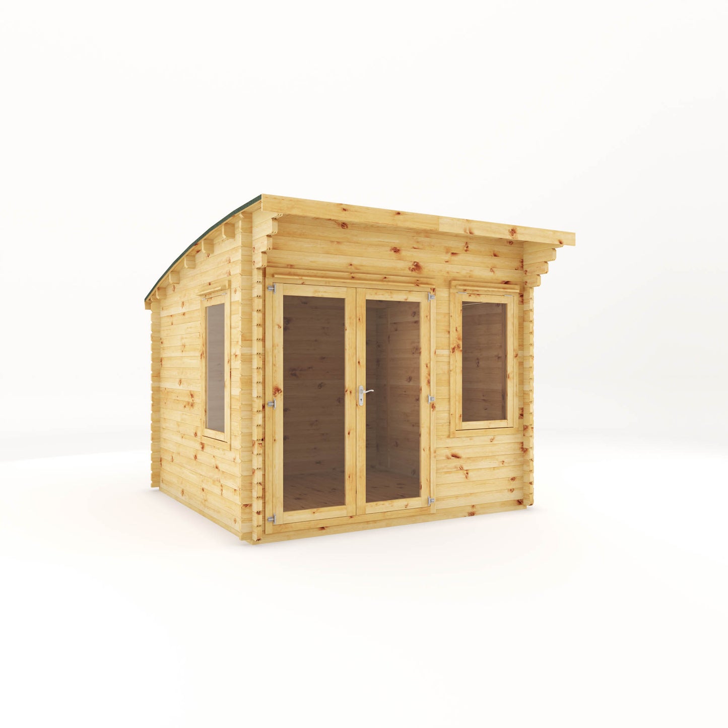 The 3m x 3m Tawny Curved Roof Log Cabin