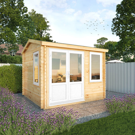 The 3m x 3m Robin Log Cabin with White UPVC