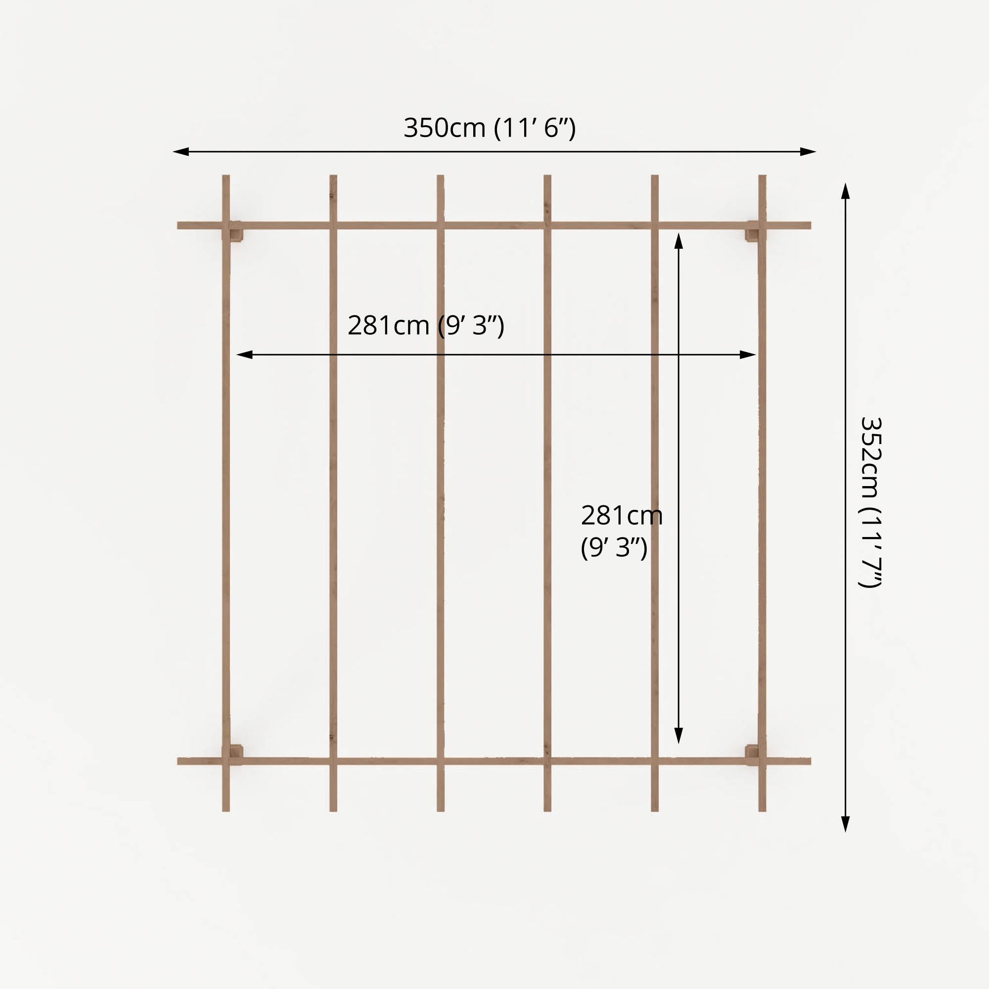 3m x 3m Pressure Treated Pergola