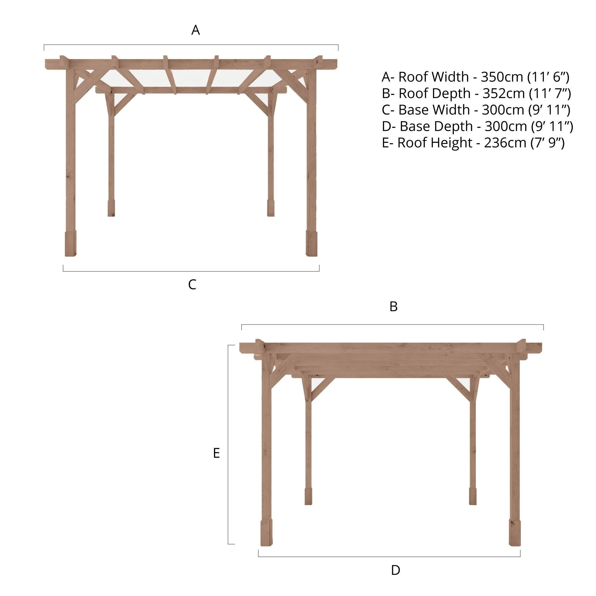 3m x 3m Pressure Treated Pergola