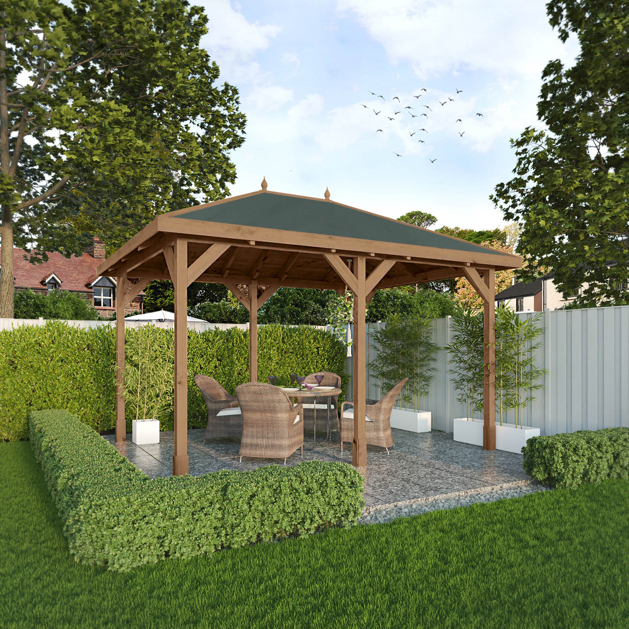 4m x 3m Pressure Treated Gazebo with Tongue & Groove Roof