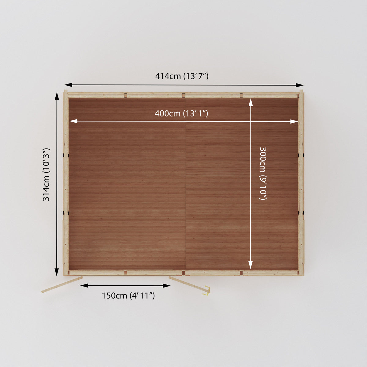4m x 3m classic insulated garden room birdseye dimensions