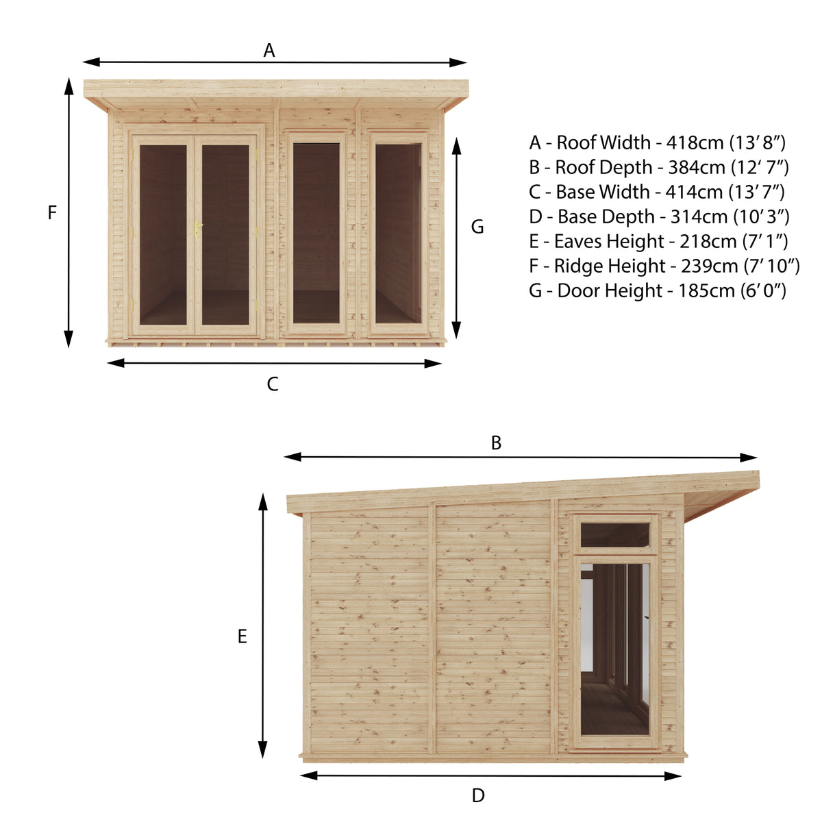 4m x 3m Classic insulated garden room specification diagram