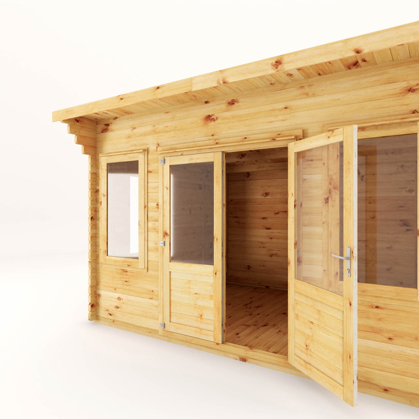 The 4m x 3m Tawny Curved Roof Log Cabin