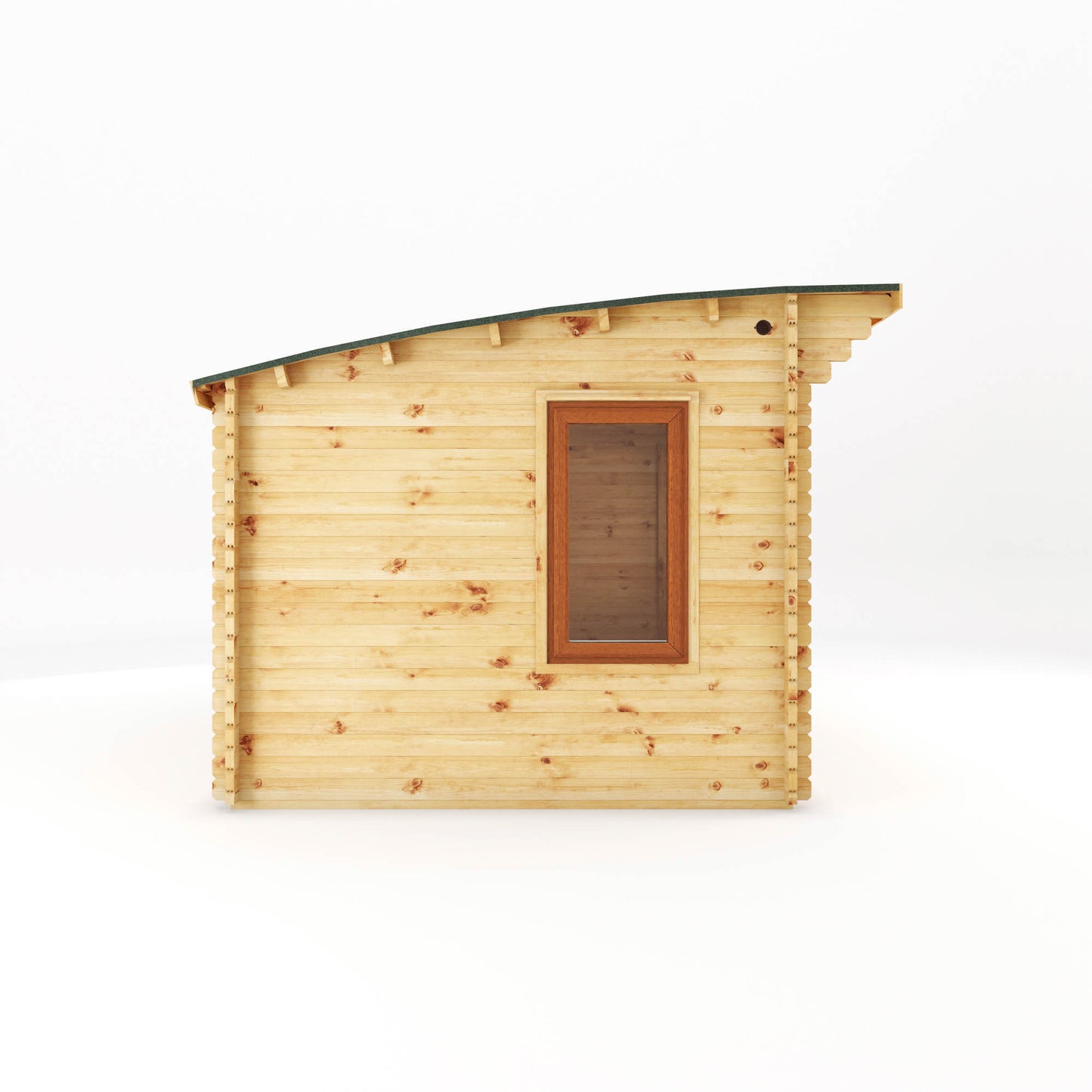 The 4m x 3m Tawny Curved Roof Log Cabin with Oak UPVC