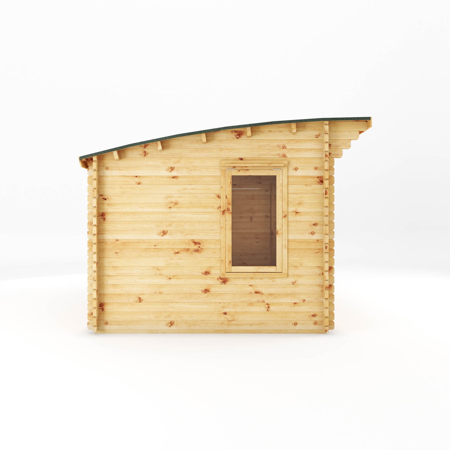 The 4m x 3m Tawny Curved Roof Log Cabin