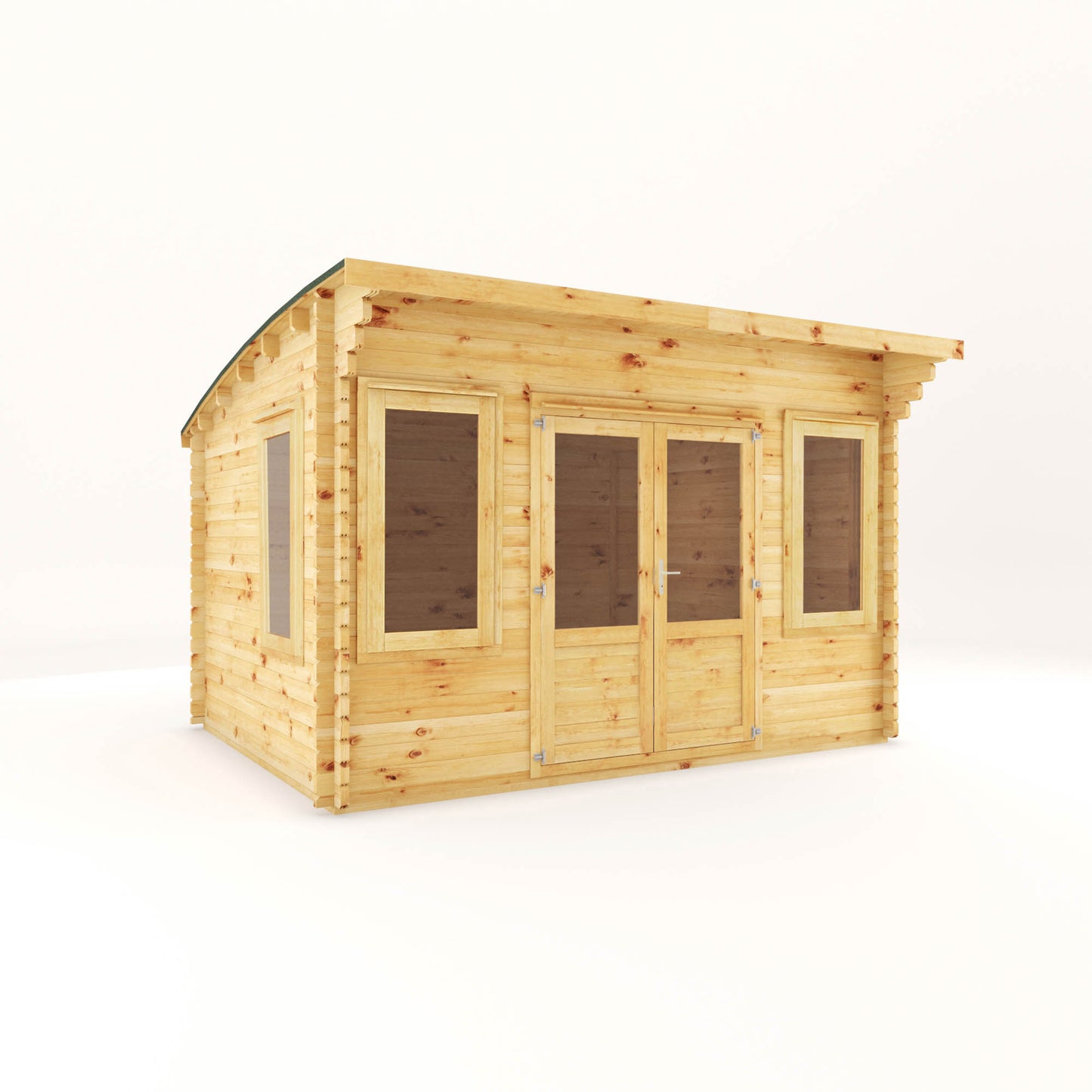 The 4m x 3m Tawny Curved Roof Log Cabin