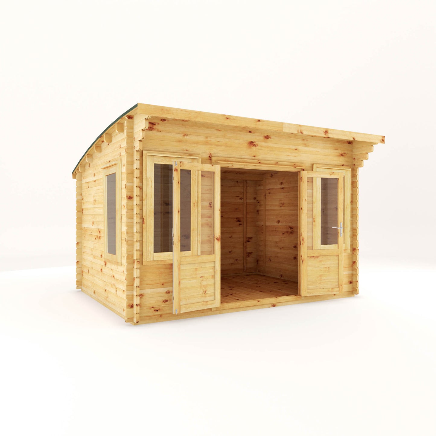 The 4m x 3m Tawny Curved Roof Log Cabin