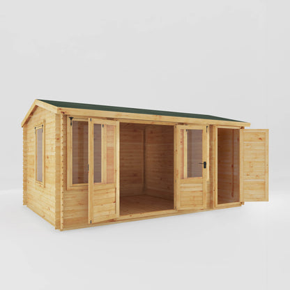 5.1m x 3m Log Cabin With Side Shed