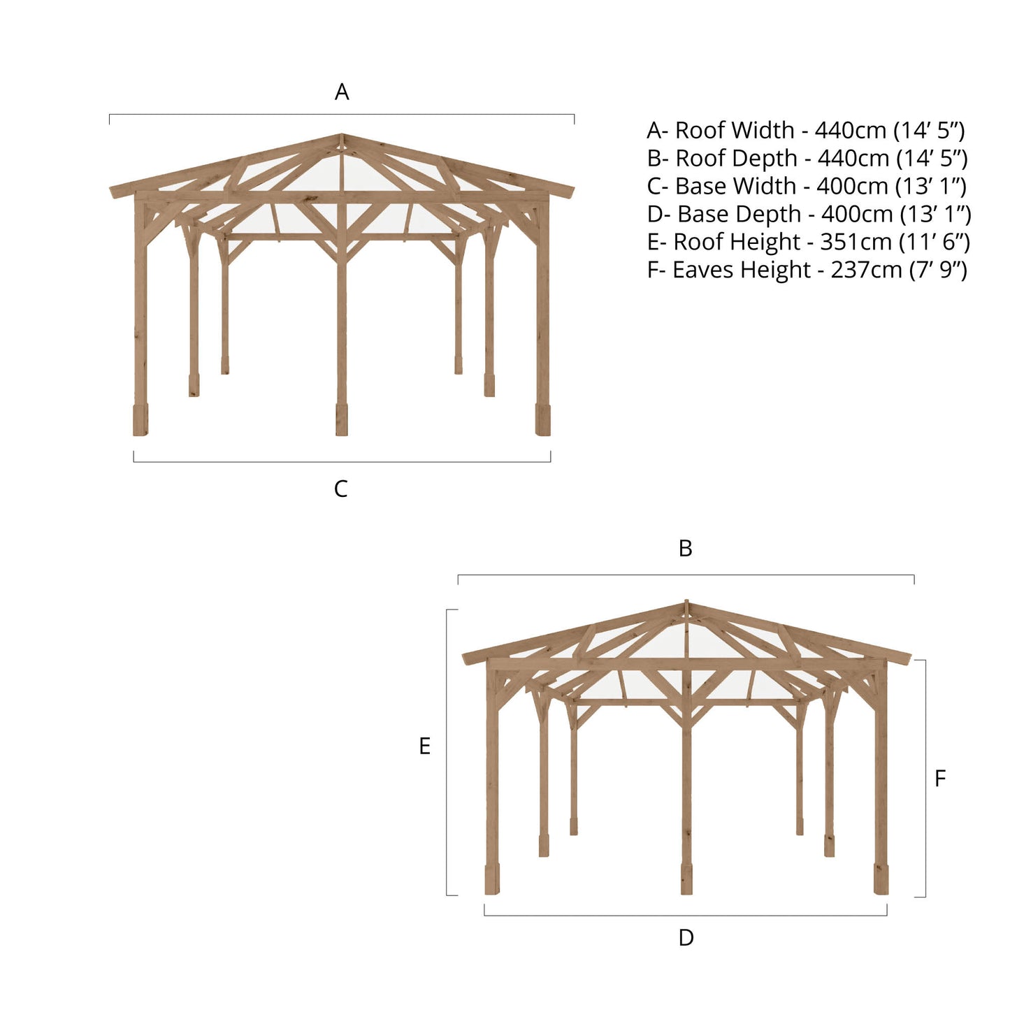 4m x 4m Pressure Treated Gazebo