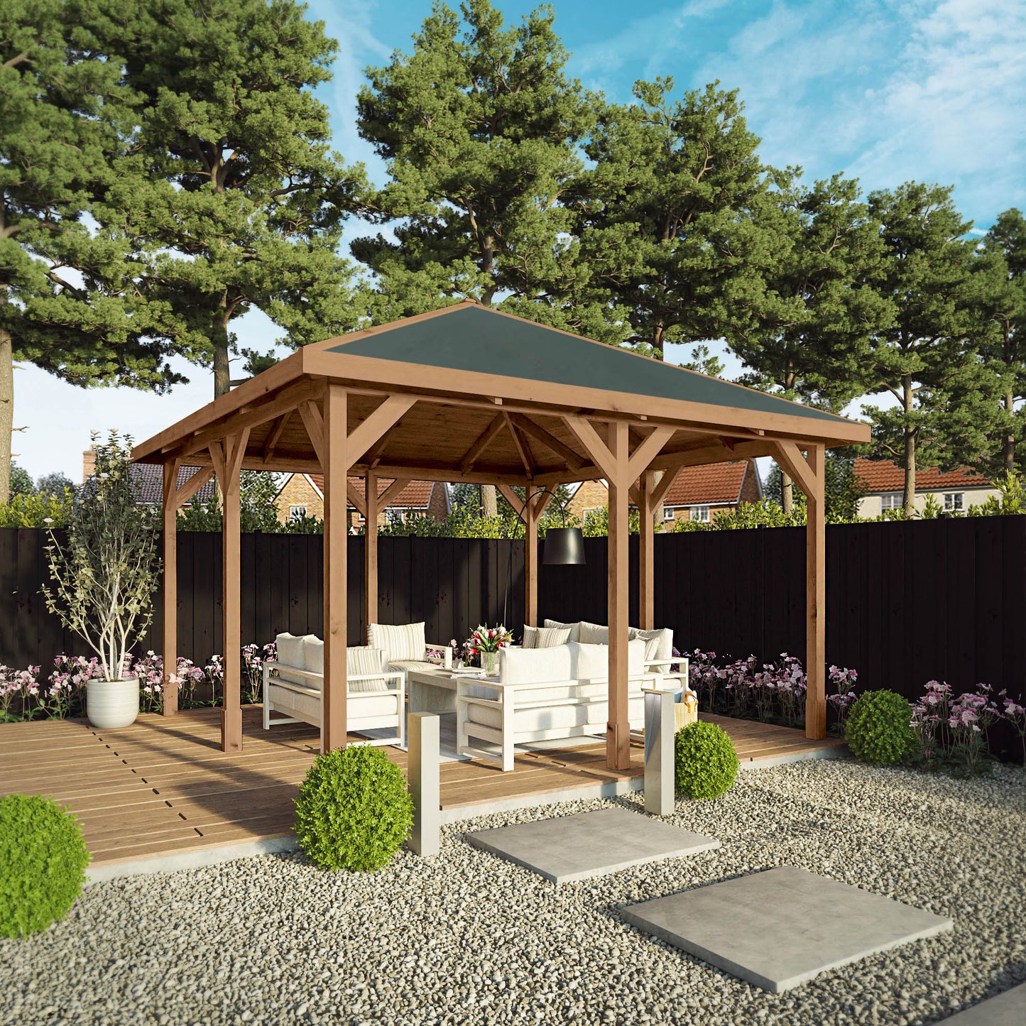 4m x 4m Pressure Treated Gazebo with Tongue & Groove Roof