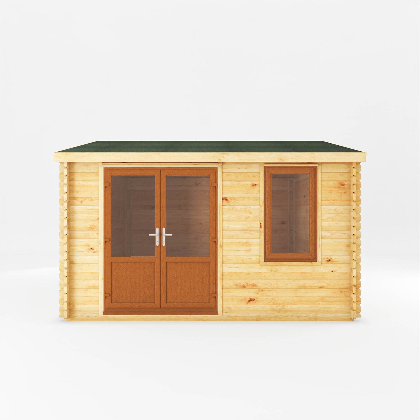 The 4m x 4m Robin Log Cabin with Oak UPVC