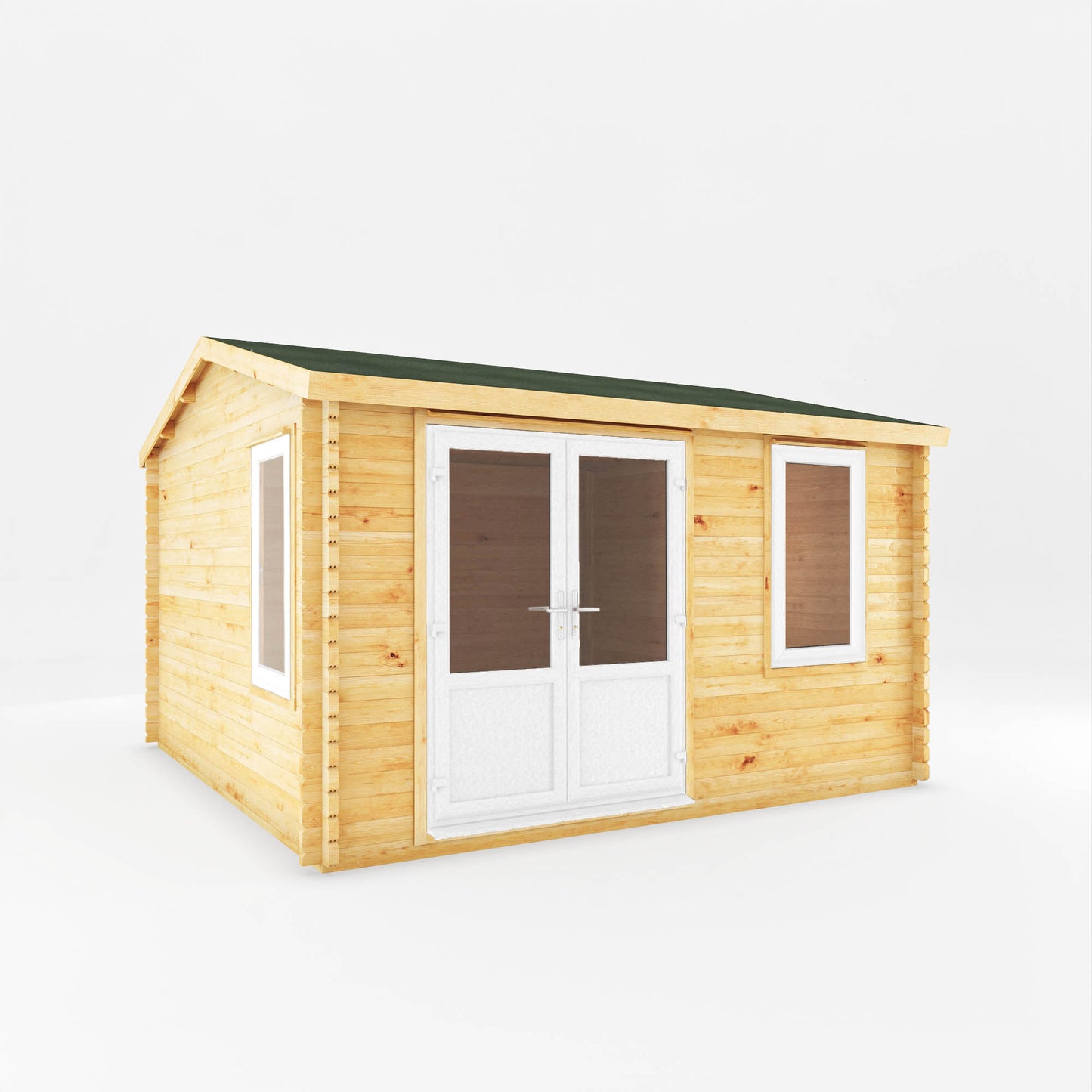 The 4m x 4m Robin Log Cabin with White UPVC