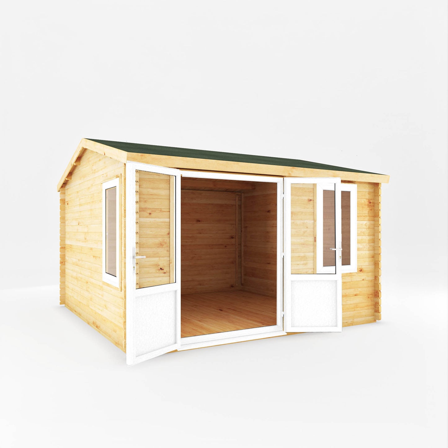 The 4m x 4m Robin Log Cabin with White UPVC