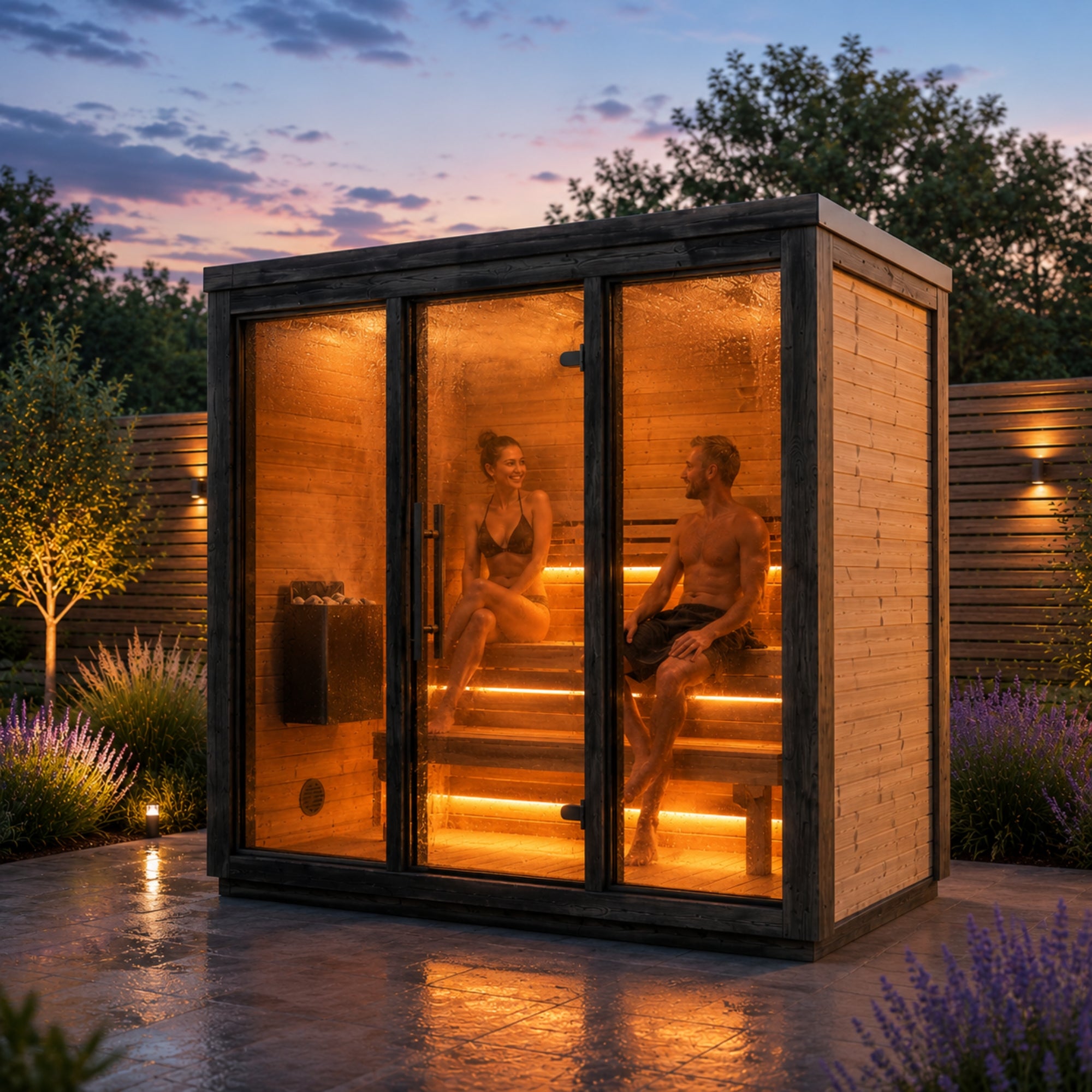 Novi Rose Premium Cube Outdoor Sauna - 4 Person