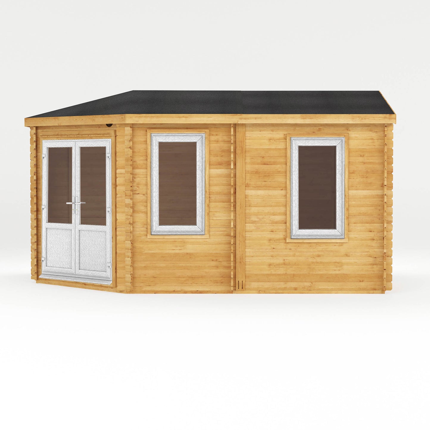 The Goldcrest 5m x 3m Log Cabin with White UPVC