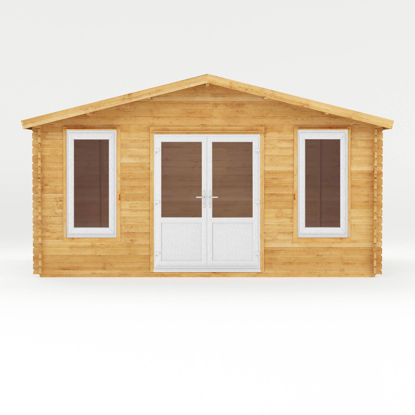 The 5m x 3m Sparrow Log Cabin with White UPVC