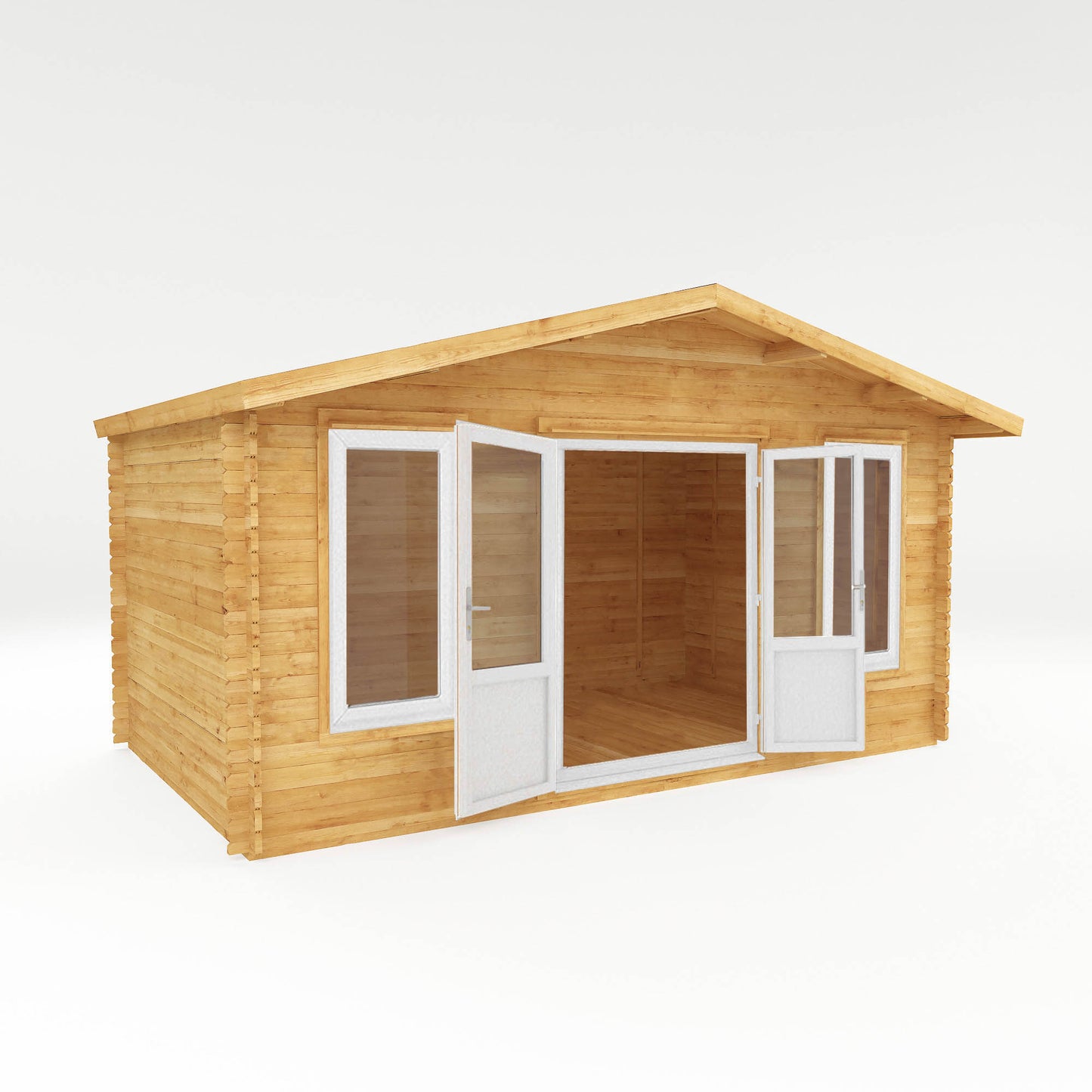 The 5m x 3m Sparrow Log Cabin with White UPVC