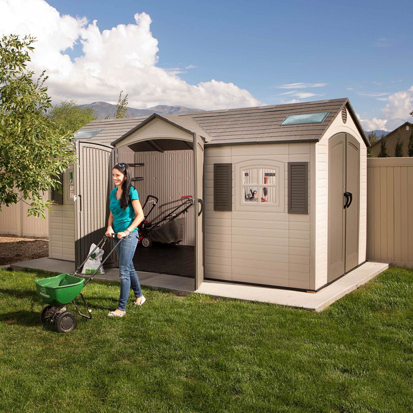 Lifetime 15 x 8' Outdoor Storage Shed with Side Door