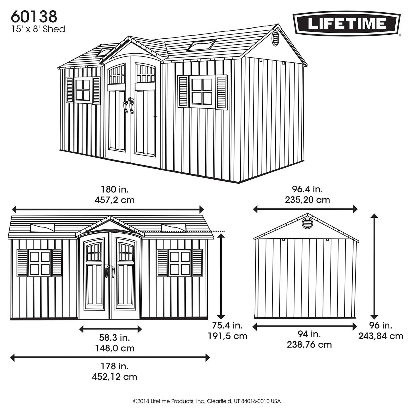 Lifetime 15 x 8' Outdoor Storage Shed