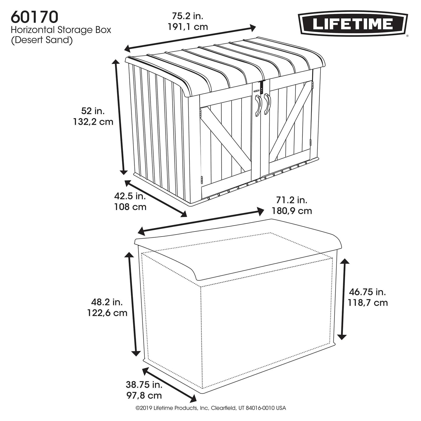 Lifetime Horizontal Storage Shed - 2100L