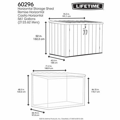 Lifetime Horizontal Storage Shed - 2400L