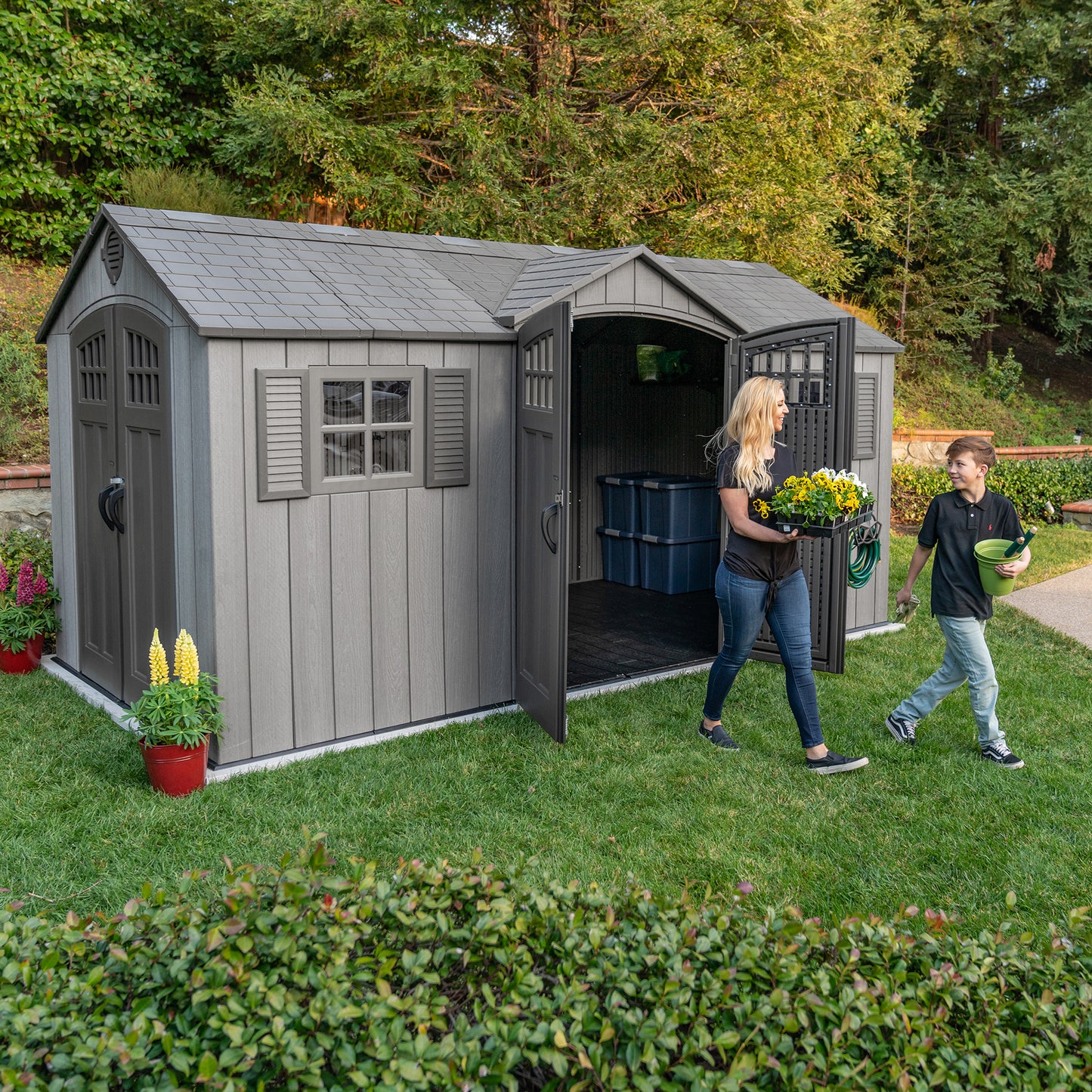 Lifetime 15 x 8' Outdoor Storage Shed with Side Door