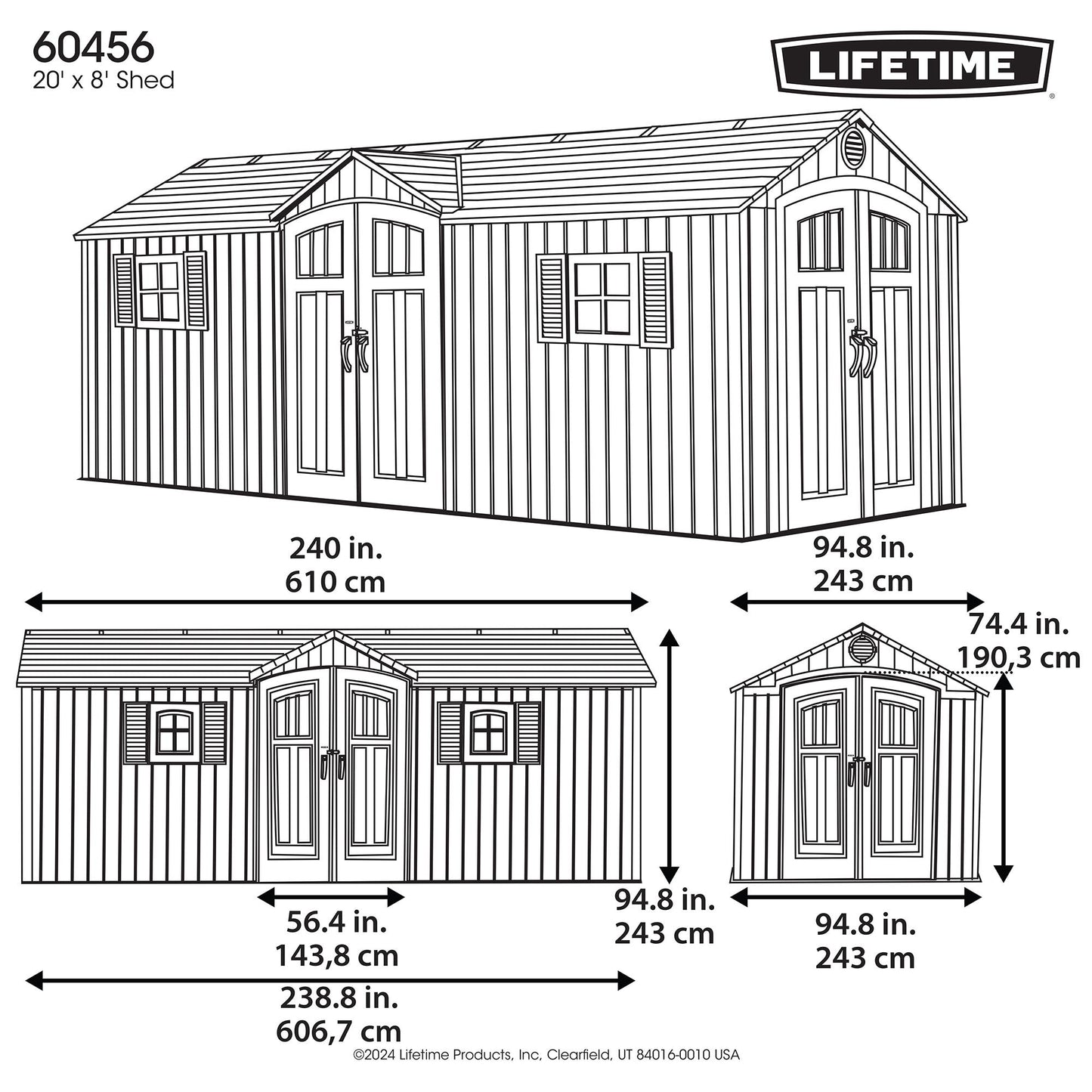 Lifetime 20 x 8 Outdoor Storage Shed