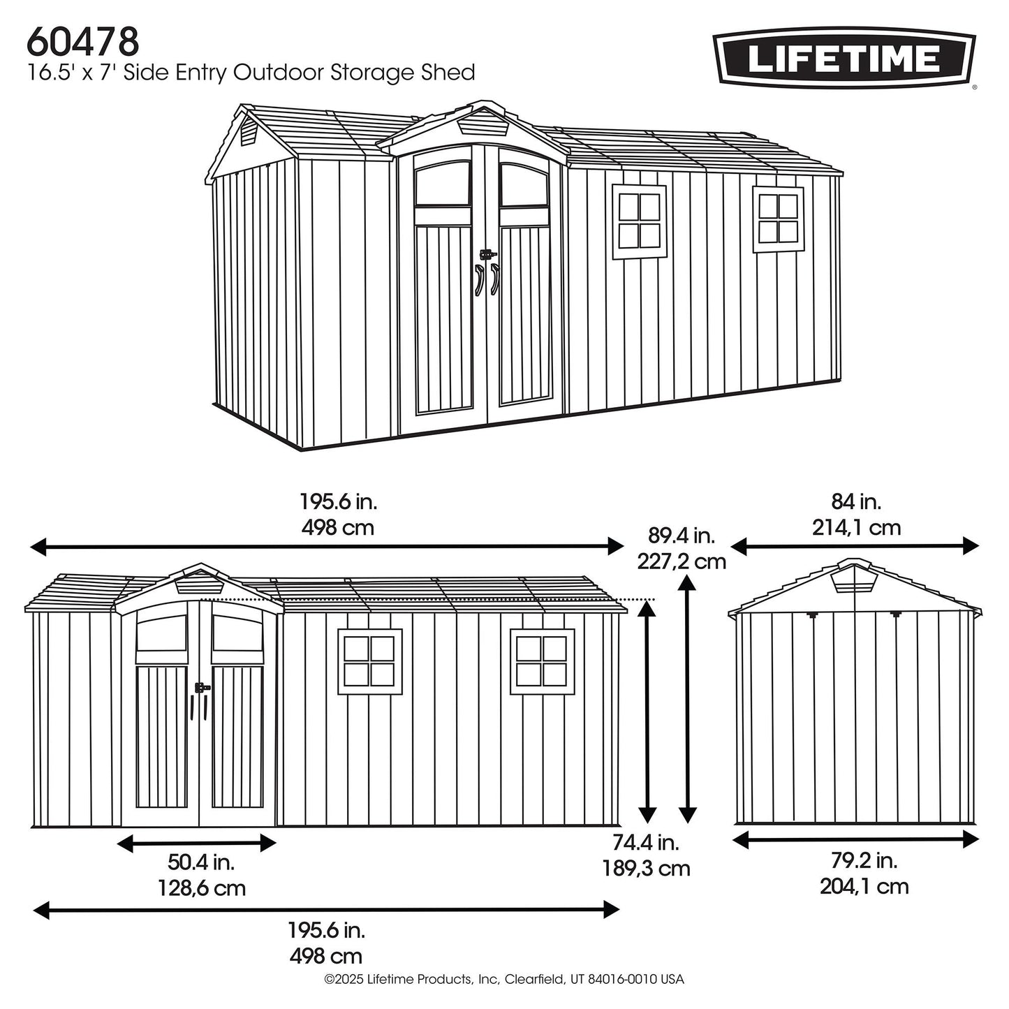 Lifetime 16.5 x 7 Outdoor Storage Shed