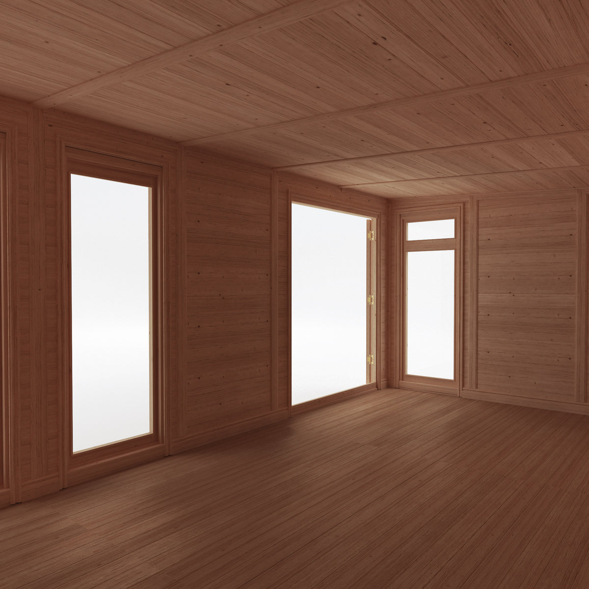 from the inside looking out of a 6m x 3m garden room