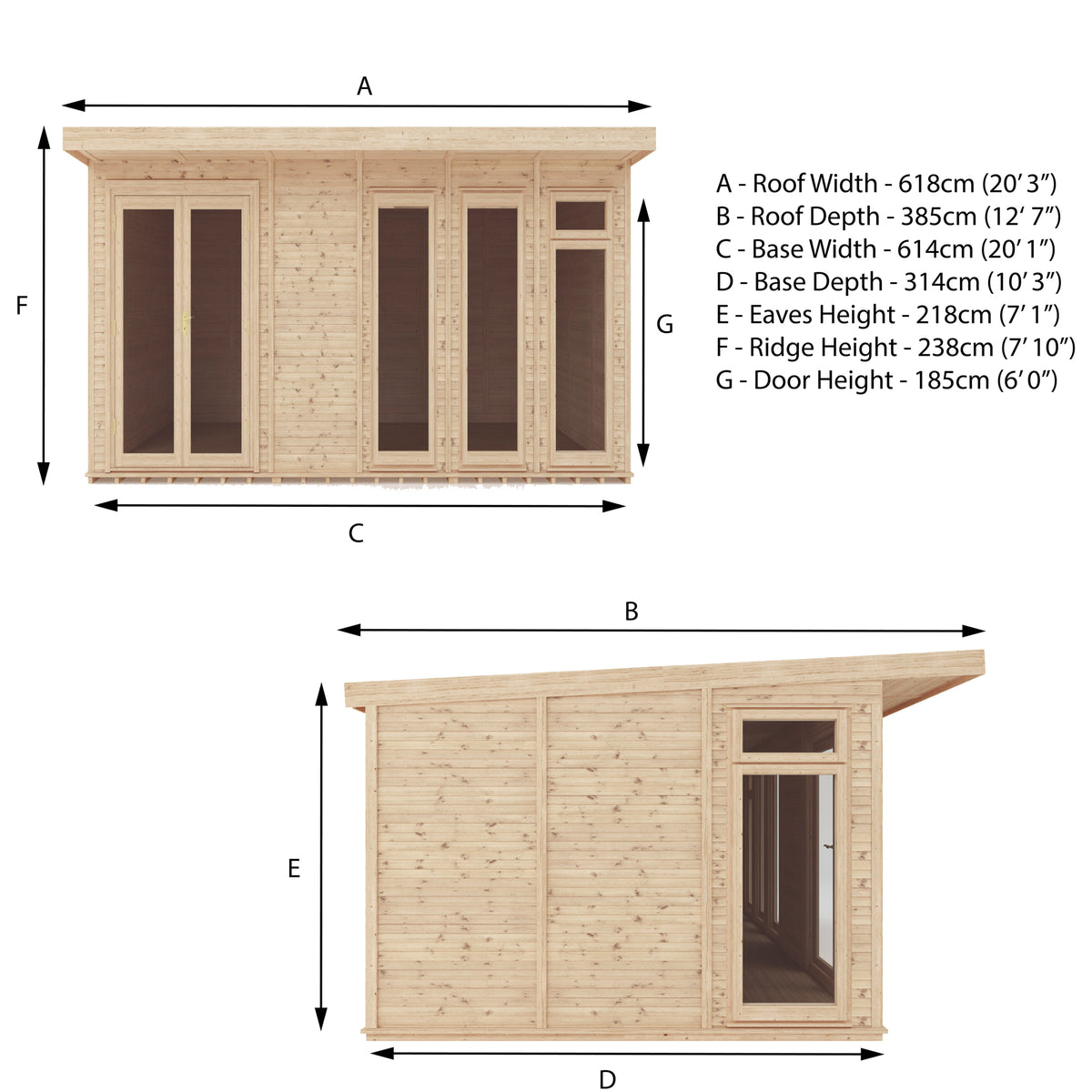 6m x 3m Classic insulated garden room specification diagram