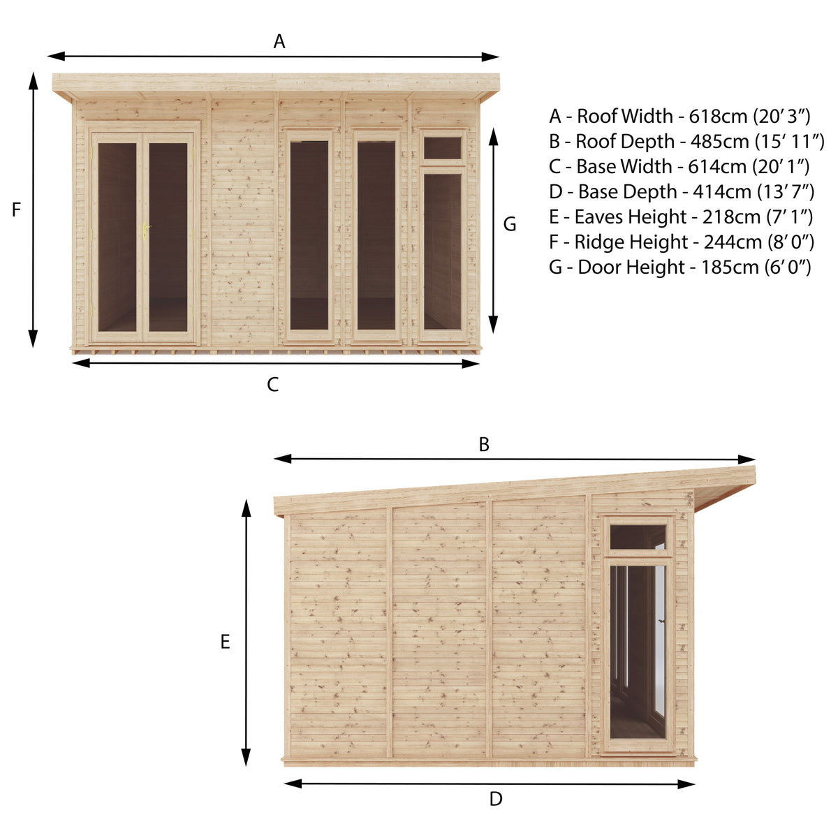 6m x 4m Classic insulated garden room specification diagram