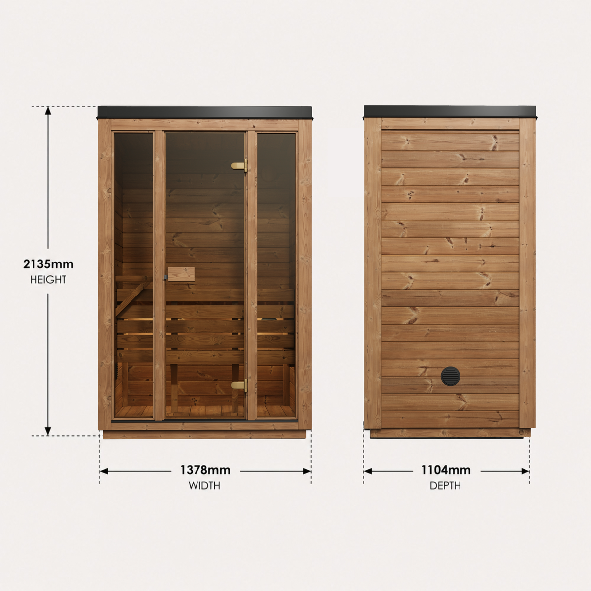 Novi Rose Premium Cube Outdoor Sauna - 2 Person