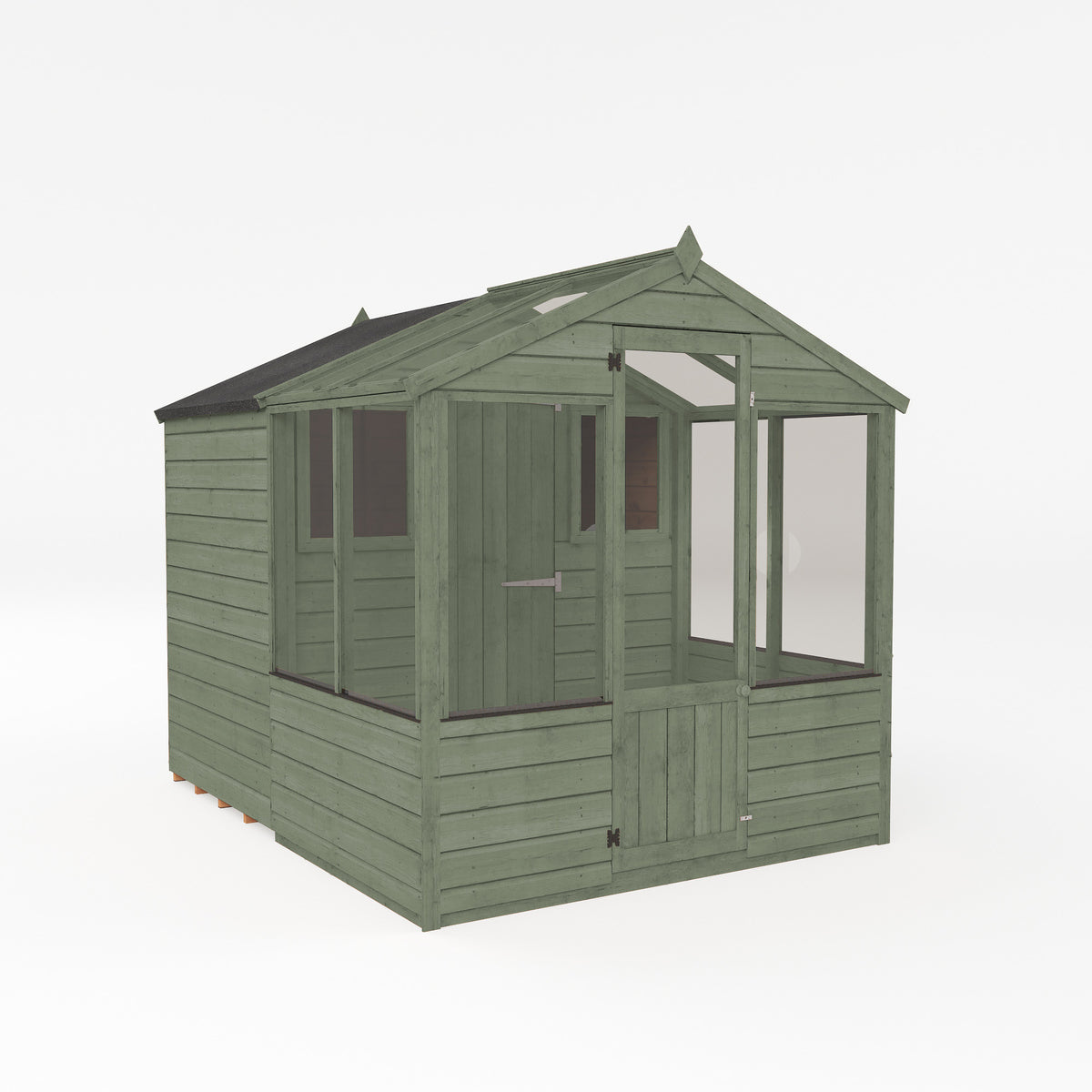 Refurbished Castle Green 8 x 6 Shiplap Combi Greenhouse & Wooden Storage Shed