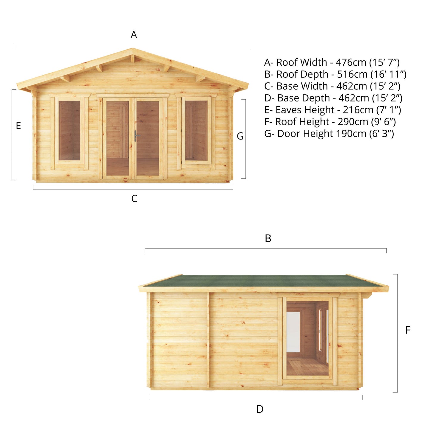 5 x 5m Brambling Premium Log Cabin