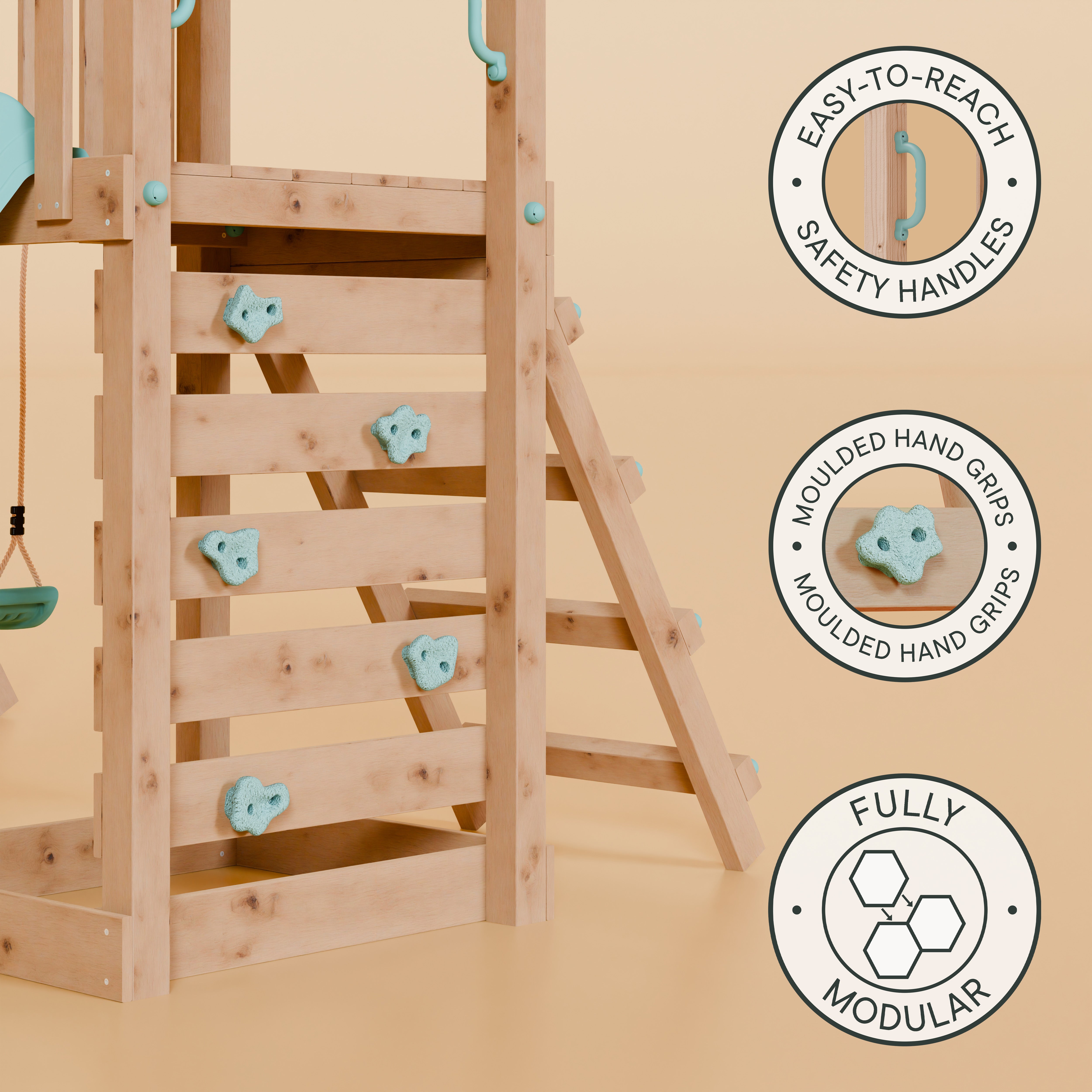 Climbing Frame & Step Up With Single Swing - Redwood Rise I