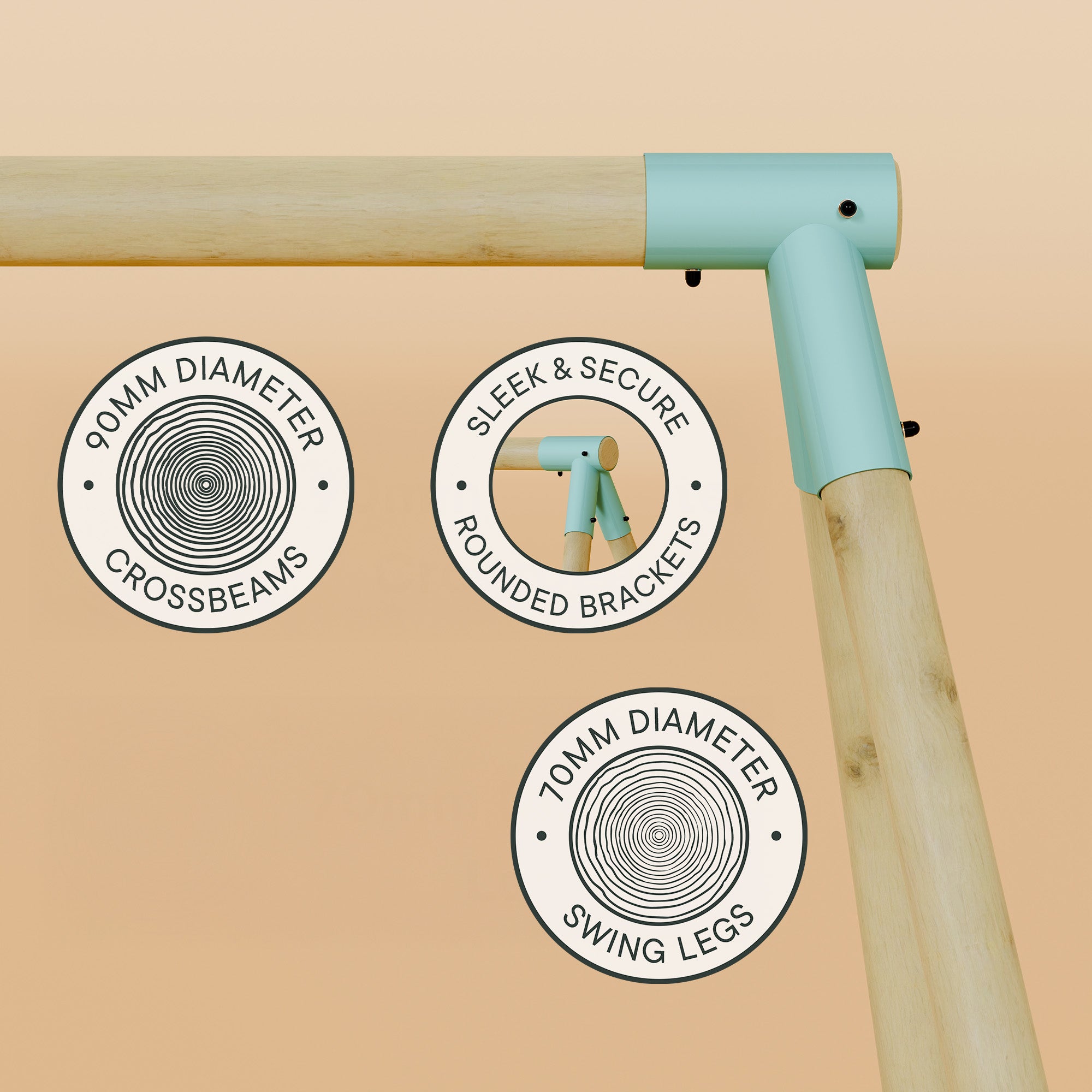 Single Wooden Baby Swing Set with Climbing Wall and Slide - Badger Brook