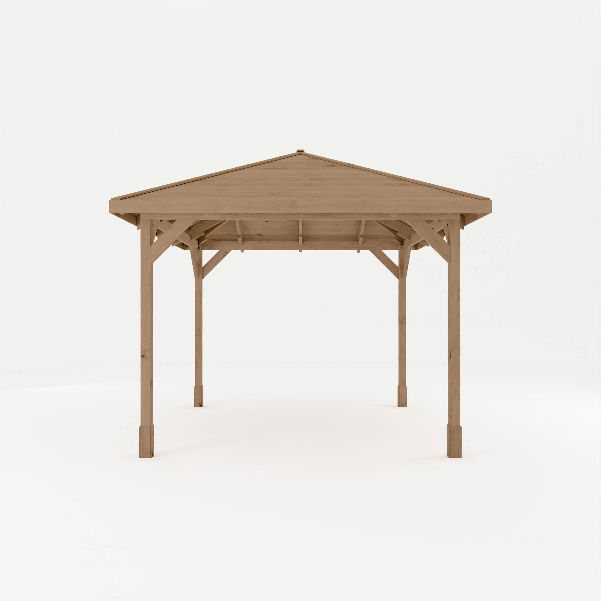 Wooden gazebo on a white background
