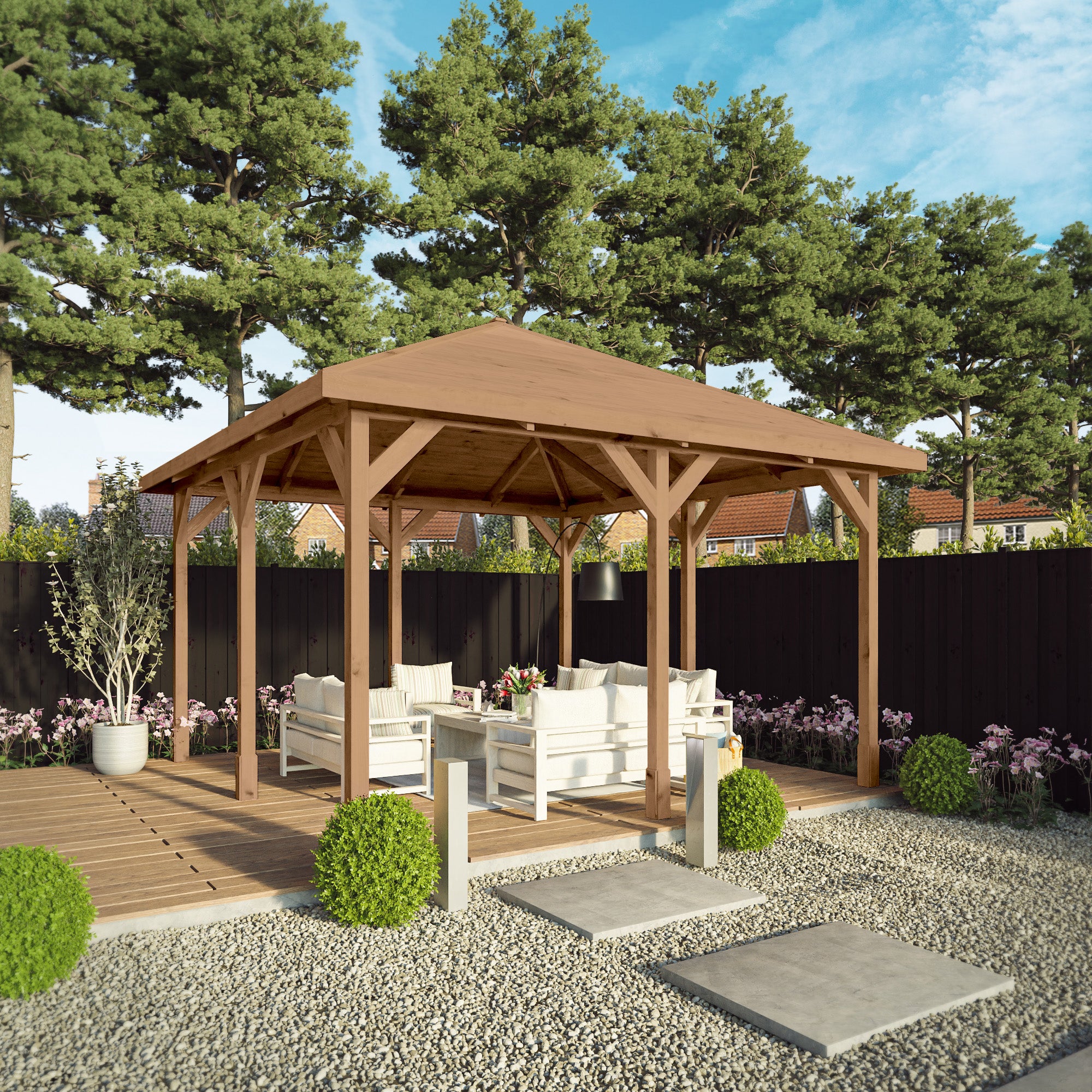 4m x 4m Pressure Treated Gazebo with Tongue & Groove Roof