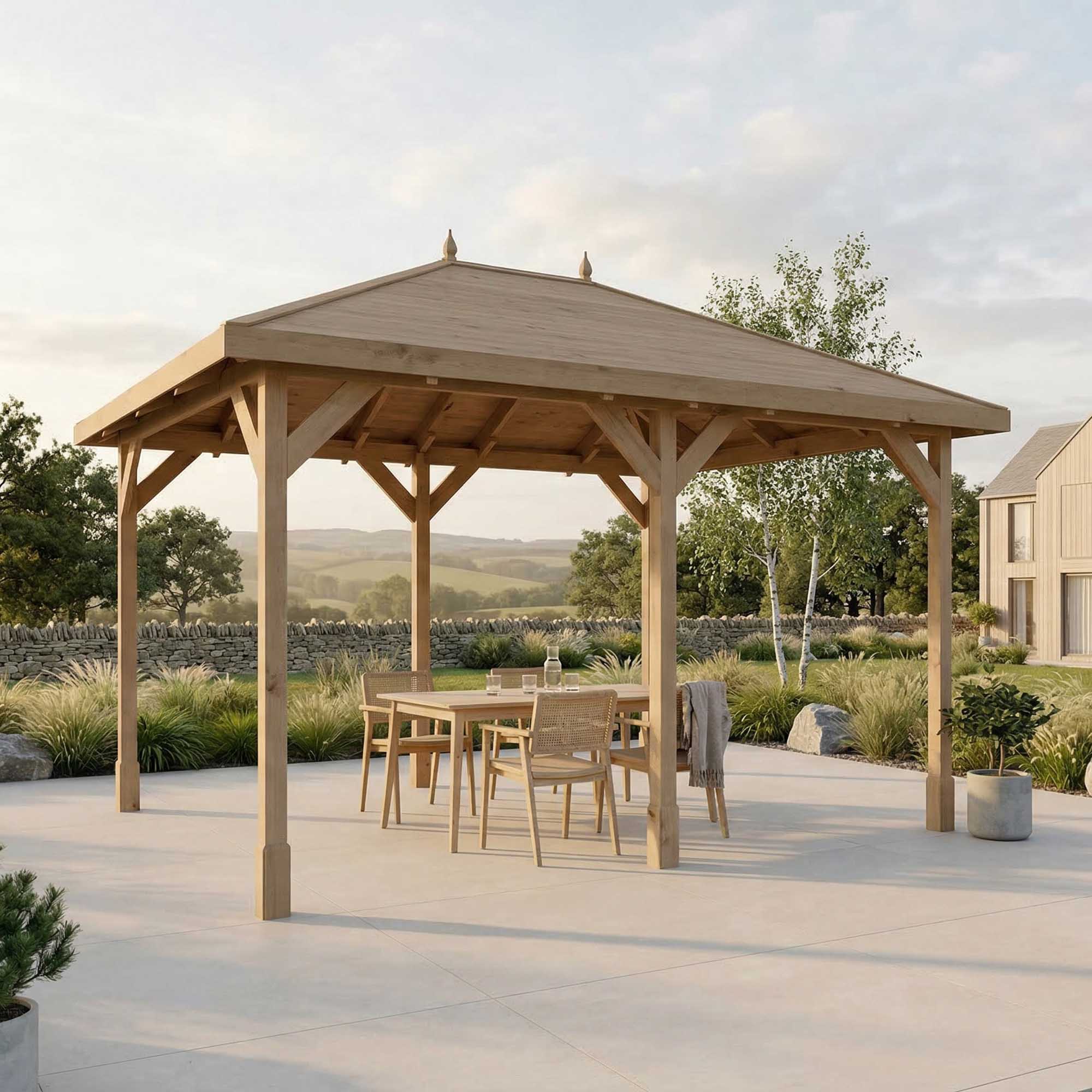 4m x 3m Pressure Treated Gazebo with Tongue & Groove Roof