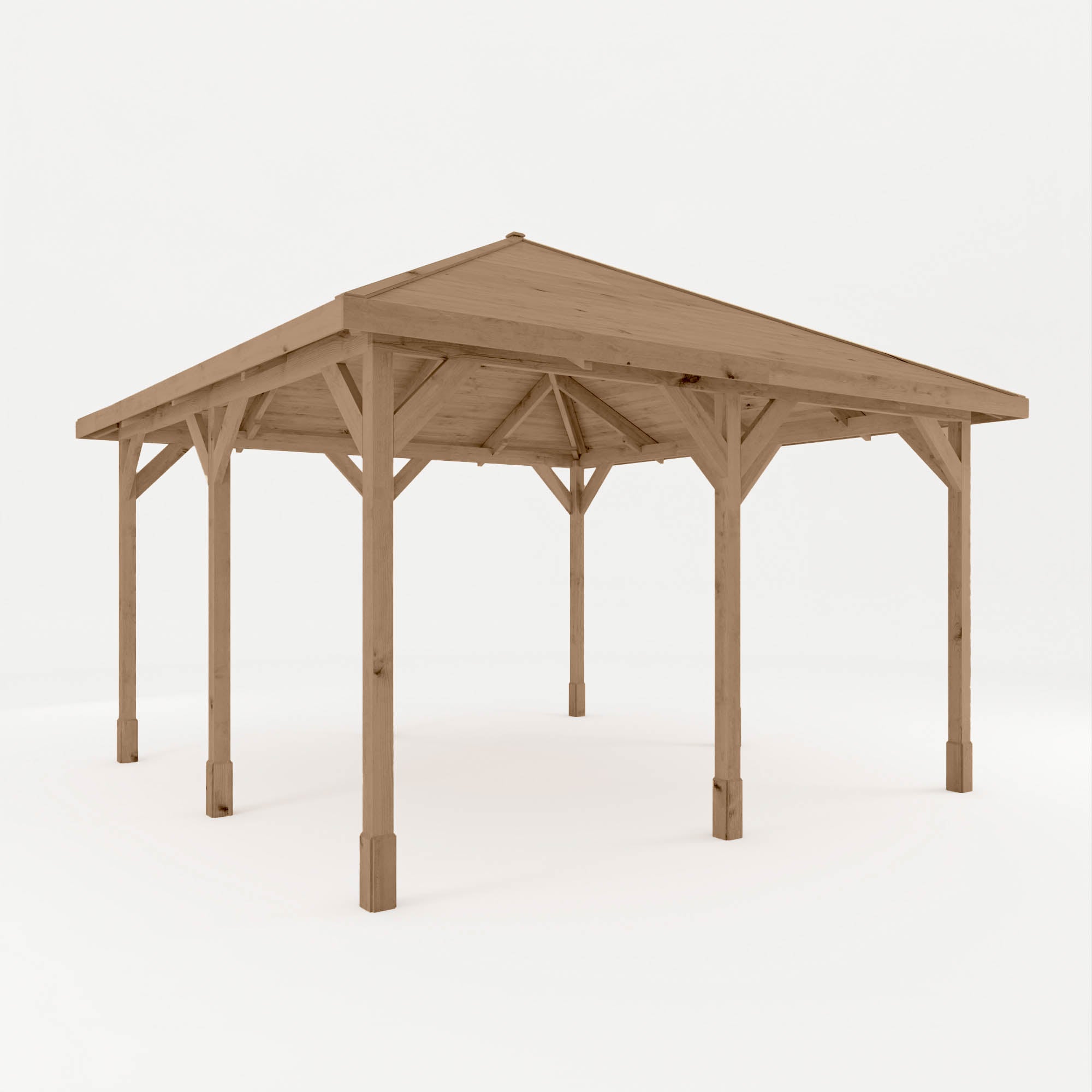 Wooden gazebo on a white background