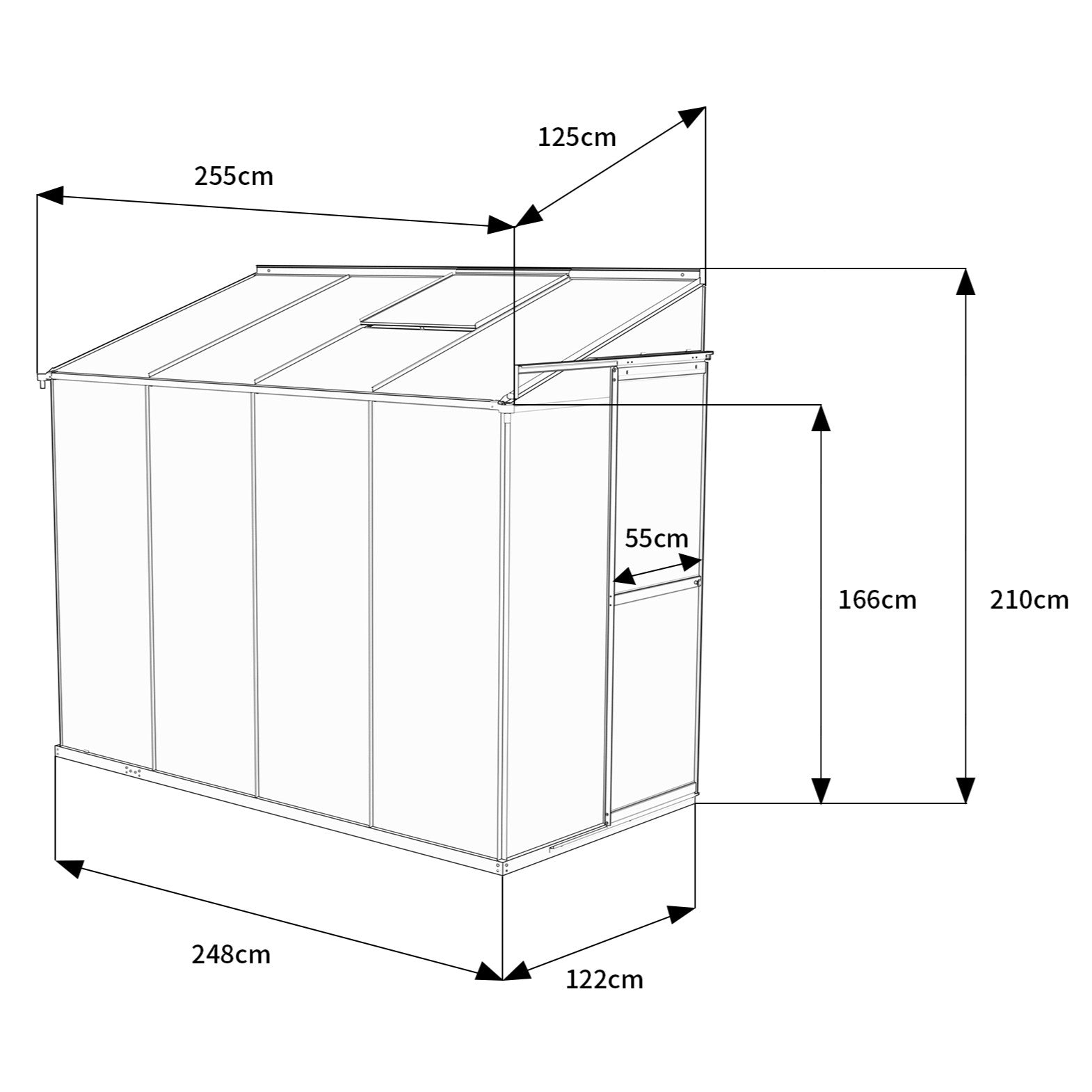 4 x 8 Metal Lean-to Greenhouse with Polycarbonate