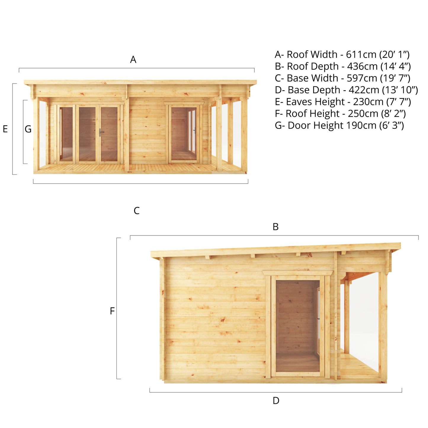 6m x 4m Kingfisher Premium Log Cabin